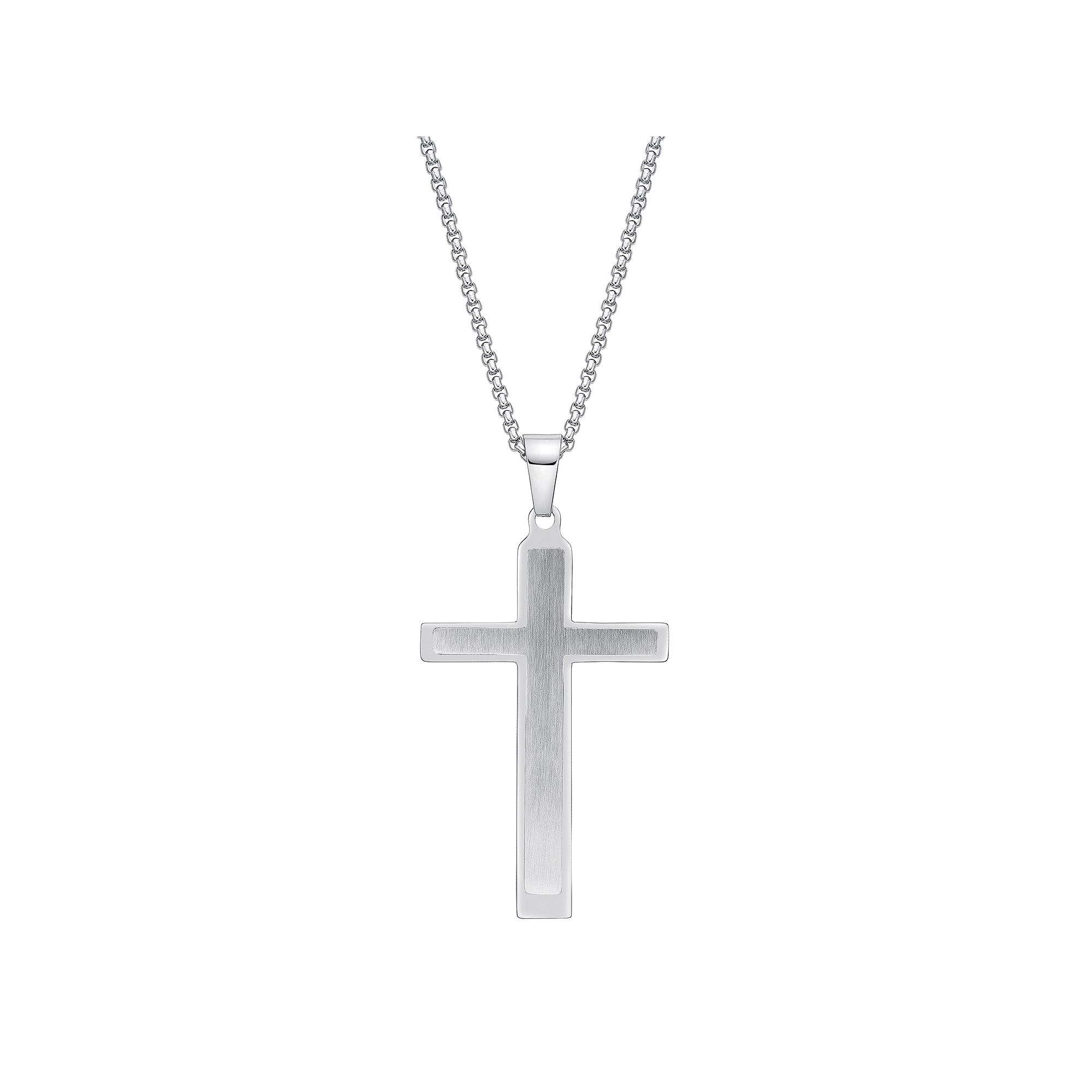 LYNX Stainless Steel Cross Pendant - Men, Mens, Size: 24