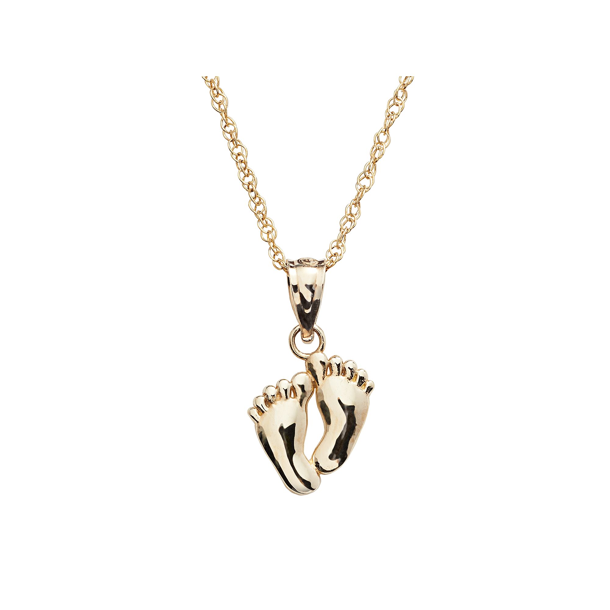10k Gold Footprint Pendant, Womens