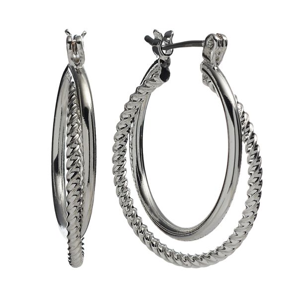 Sonoma Goods For Life® Silver Tone Twist Double-Hoop Earrings