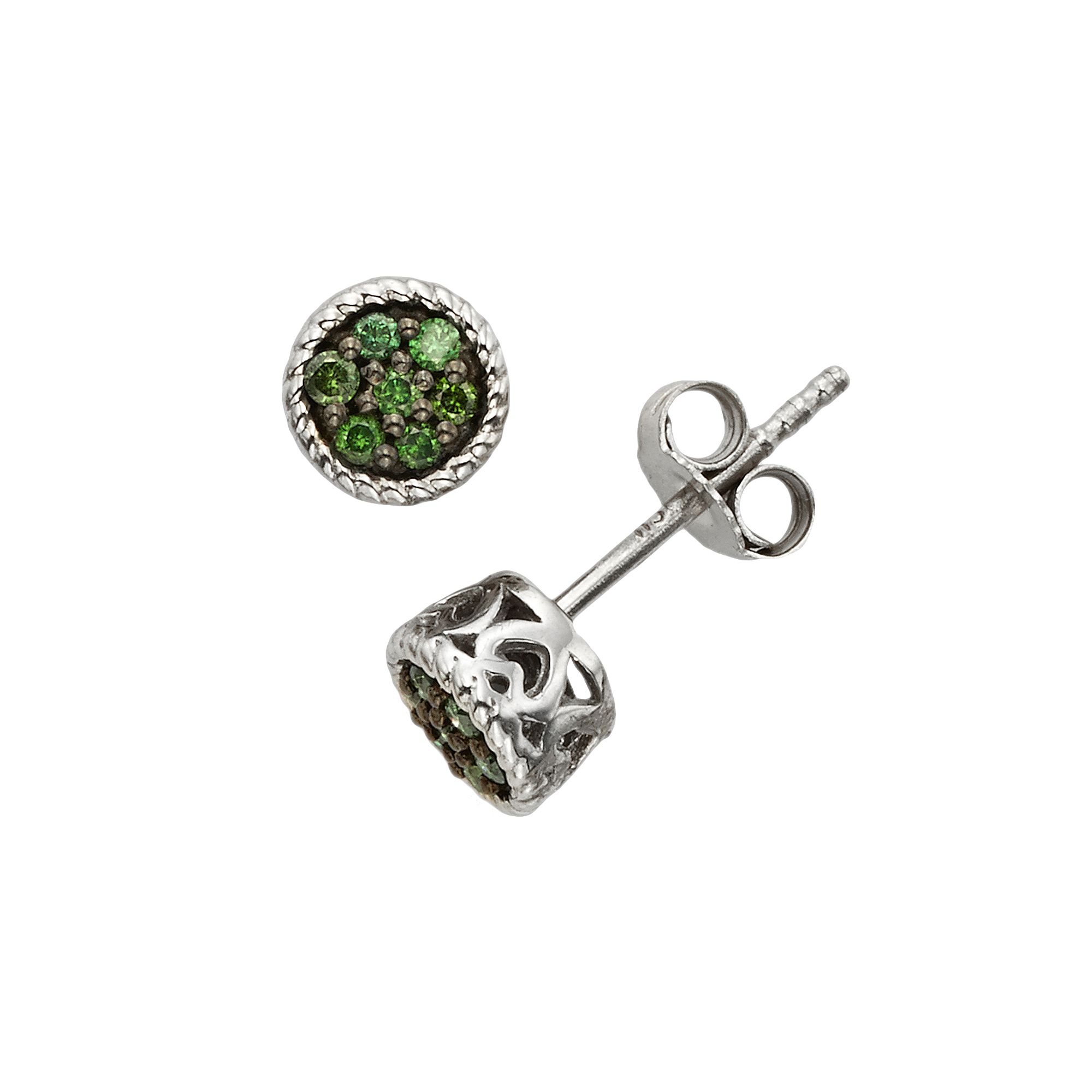 Jewelexcess Sterling Silver 1/7-ct. T.W. Green Diamond Stud Earrings, Women