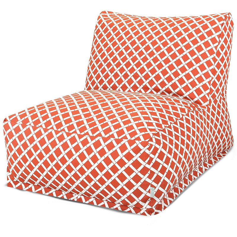 Majestic Home Goods Geometric Indoor Outdoor Beanbag Chair Lounger, Orange,