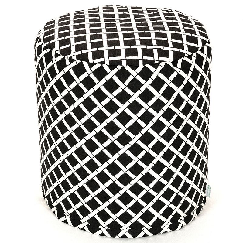 Majestic Home Goods Geometric Indoor Outdoor Small Pouf, Black