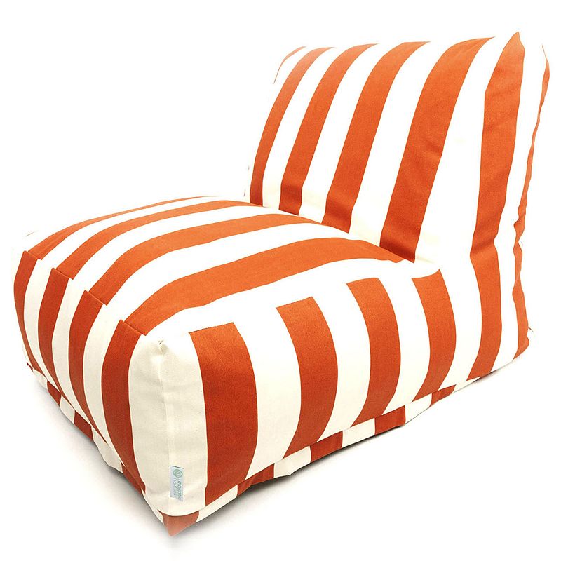 Majestic Home Goods Striped Indoor Outdoor Beanbag Chair Lounger, Orange, F