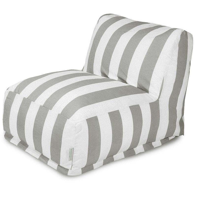 Majestic Home Goods Striped Indoor Outdoor Beanbag Chair Lounger, Grey, FLR