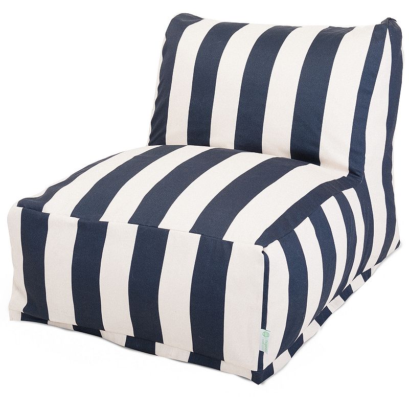 Majestic Home Goods Striped Indoor Outdoor Beanbag Chair Lounger, Blue, FLR