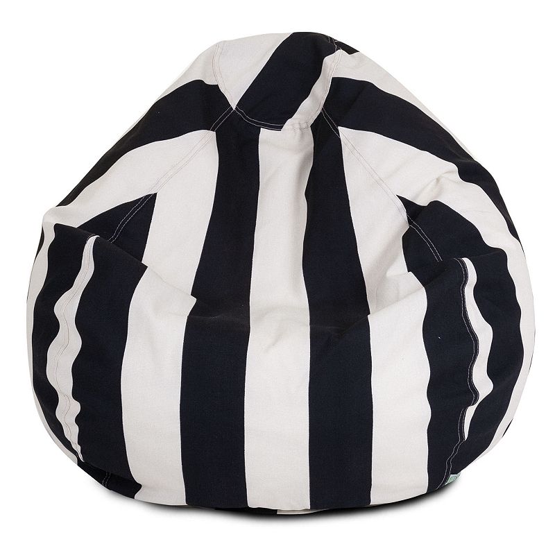 Majestic Home Goods Striped Indoor Outdoor Small Beanbag Chair, Black
