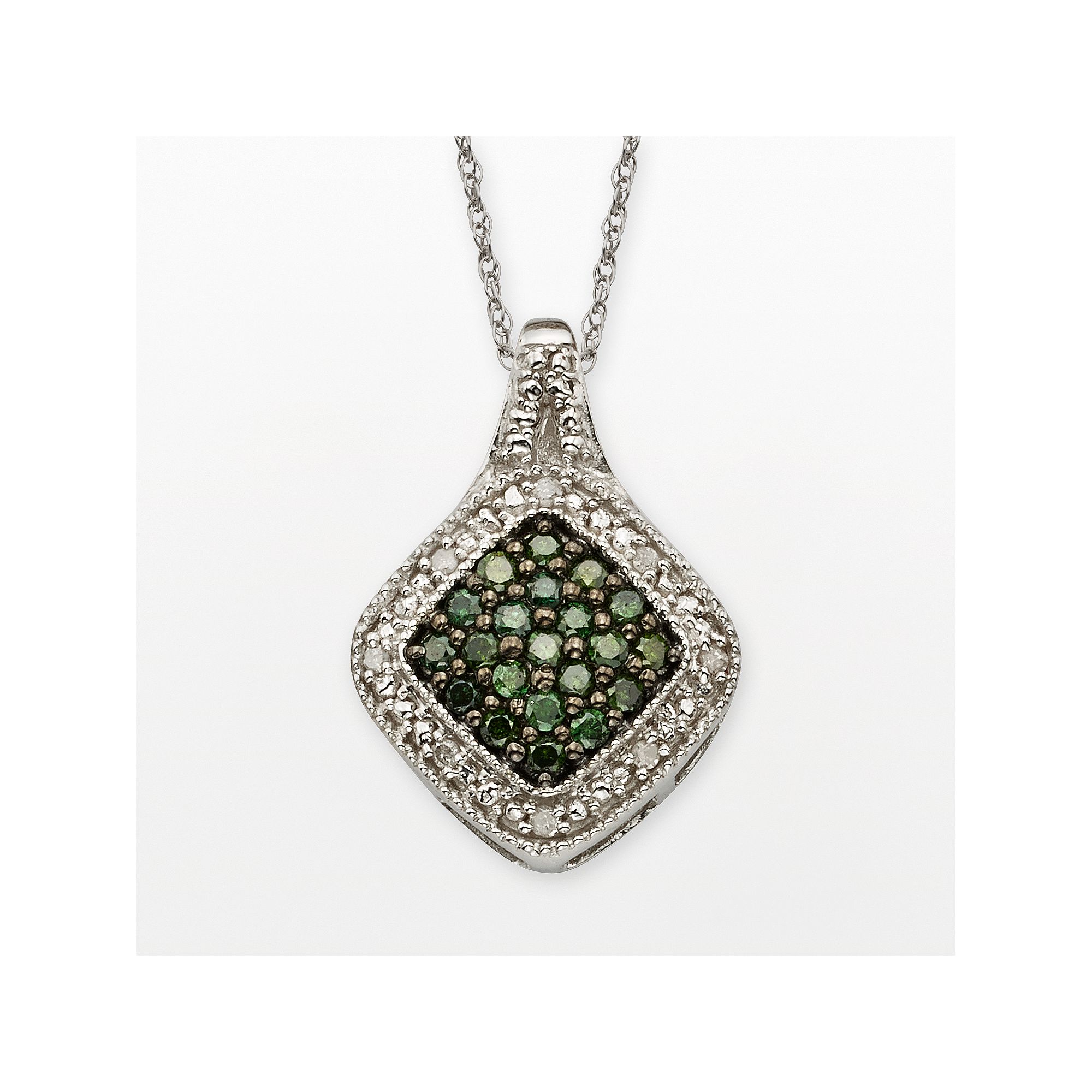 Jewelexcess Sterling Silver 1/3-ct. T.W. Green and White Diamond Square Ha