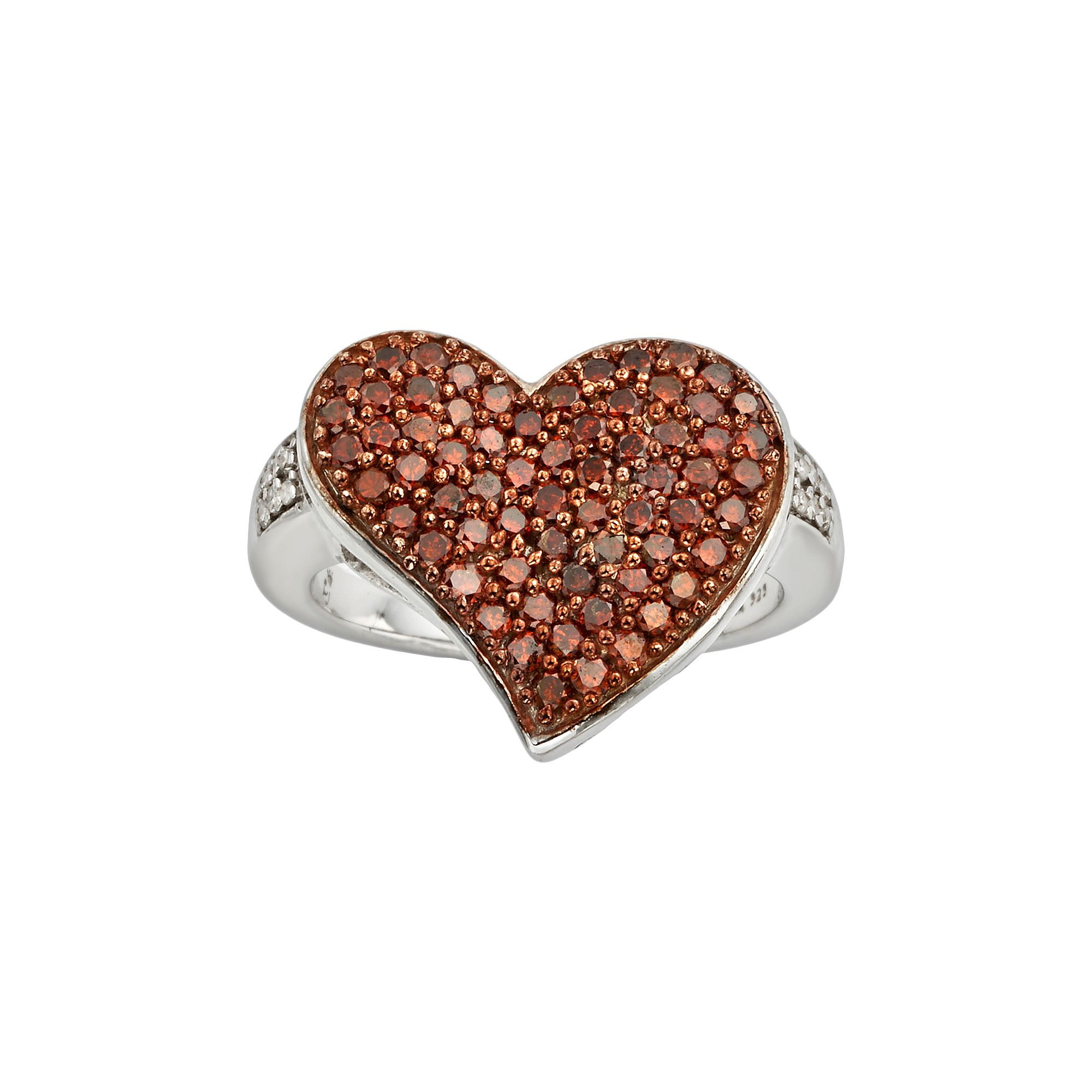 Jewelexcess Sterling Silver 1-ct. T.W. Red and White Diamond Heart Ring, Wo