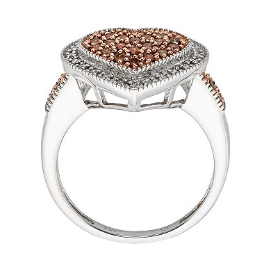 Jewelexcess Sterling Silver 1/2-ct. T.W. Red and White Diamond Heart Ring
