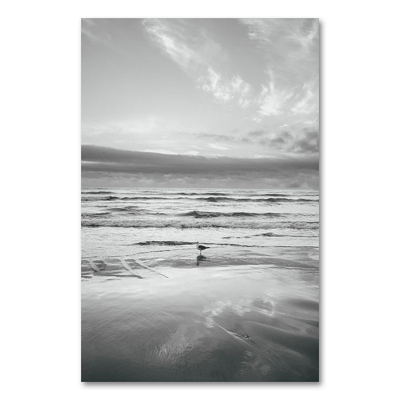 Seagull Reflections 24 x 16 Canvas Wall Art by Ariane Moshayedi, Grey, 16X2