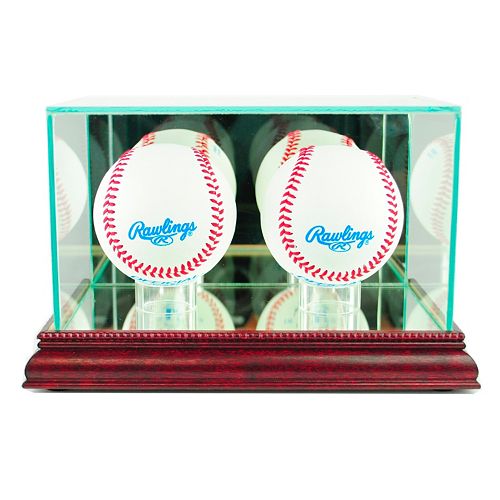 Perfect Cases Double Baseball Display Case - Cherry Finish