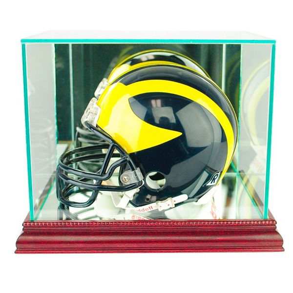 Deluxe Acrylic Mini Football Helmet Display Case with Cherry Wood Base 