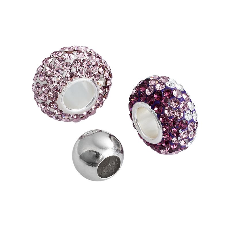 Individuality Beads Sterling Silver Purple Crystal and Spacer Bead Set, Wom
