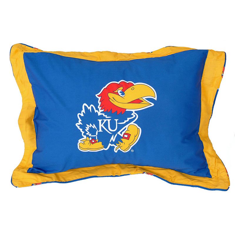 College Covers Kansas Jayhawks Printed Pillow Sham, Multicolor
