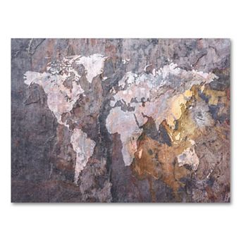 "World Map - Rock" 35" x 47" Canvas Wall Art by Michael Tompsett
