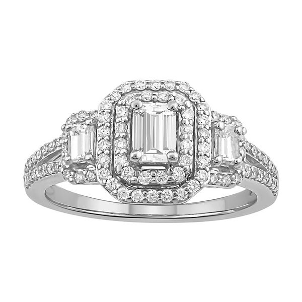 Simply Vera Vera Wang Diamond Halo Engagement Ring in 14k White Gold (1 ...