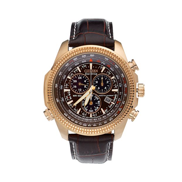 Citizen Men's Eco-Drive Perpetual Calendar Leather Chronograph