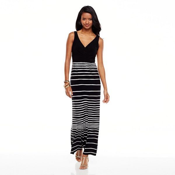 Chaps Striped Empire Maxi Dress - Women's