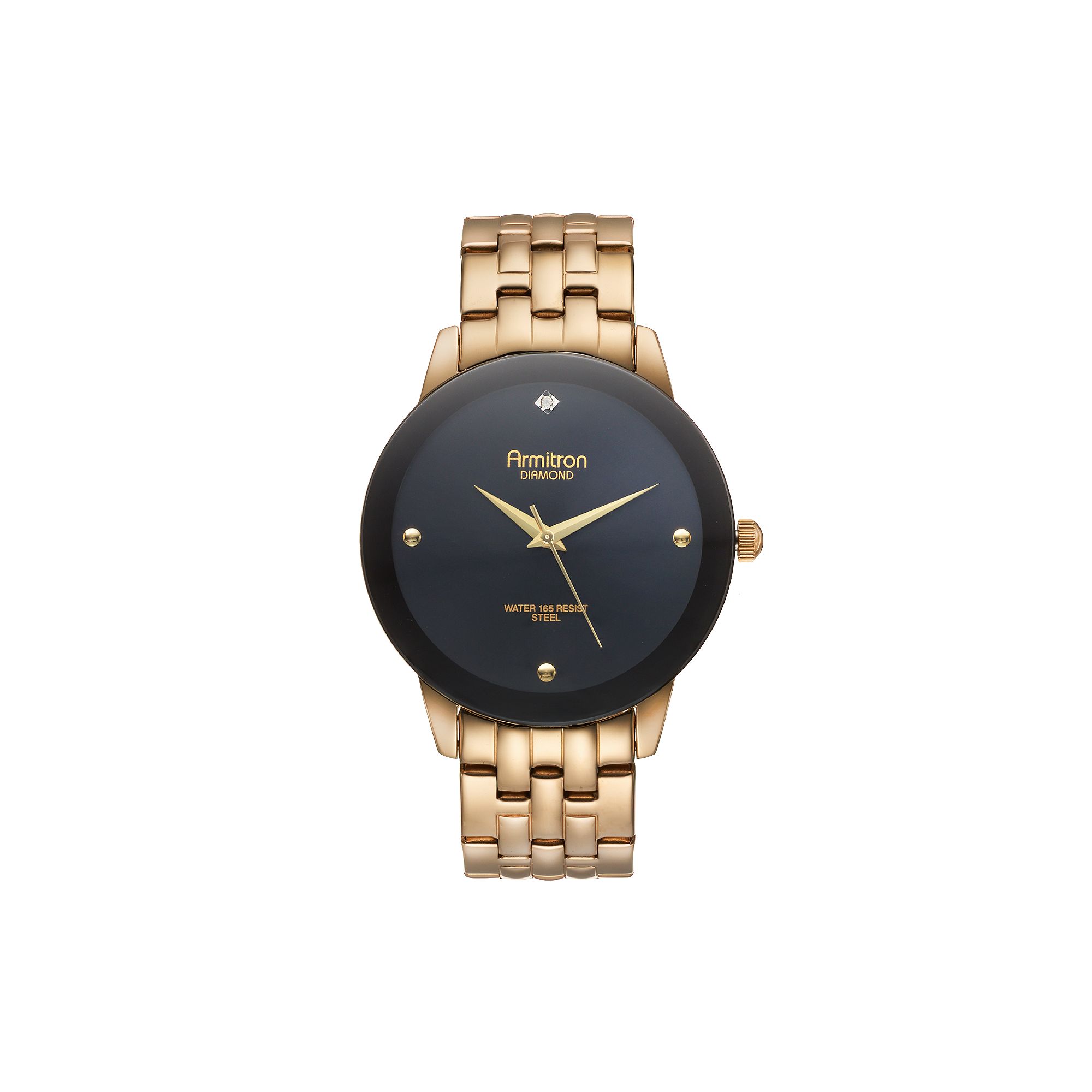 Armitron Mens Diamond Stainless Steel Watch, Size: Large, Gold Tone