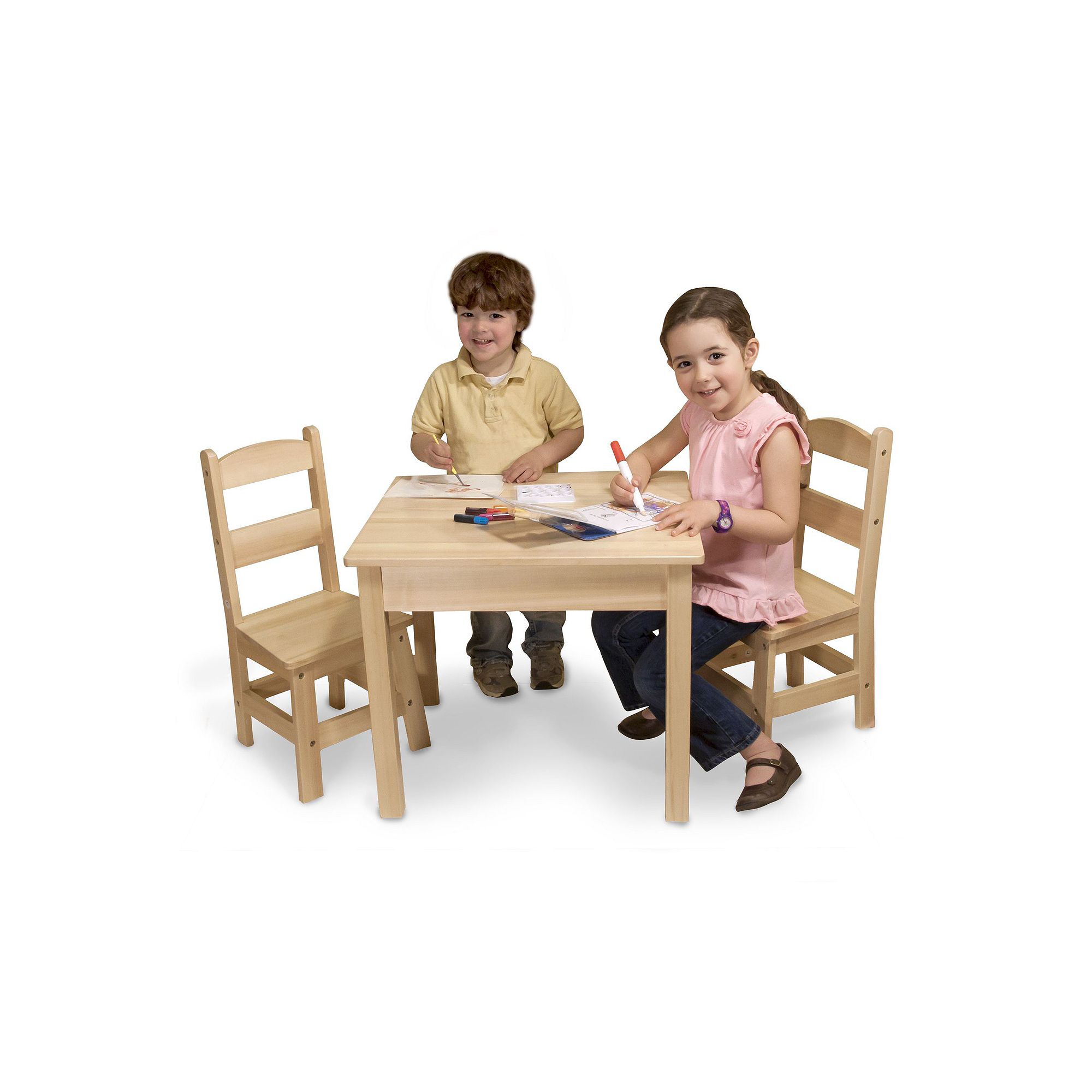 Melissa & Doug Wooden Table & Chairs Set, Multicolor