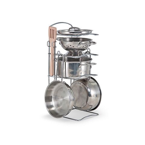 Детские игрушки Melissa & Doug Let's Play House! Stainless Steel Pots & Pans Play Set