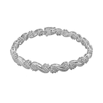 Classic Treasures Sterling Silver 1 ct T.W. Diamond Swirl Bracelet