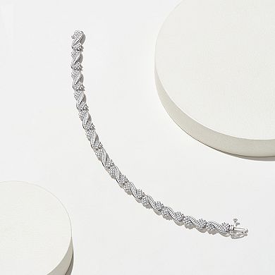 Classic Treasures Sterling Silver 1-ct. T.W. Diamond Swirl Bracelet