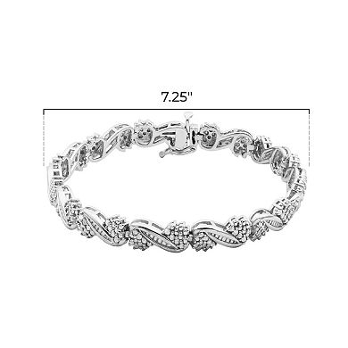 Classic Treasures Sterling Silver 1-ct. T.W. Diamond Swirl Bracelet
