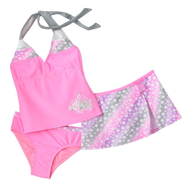 ZeroXposur Dot 3-pc. Halterkini Swimsuit Set - Girls 7-16