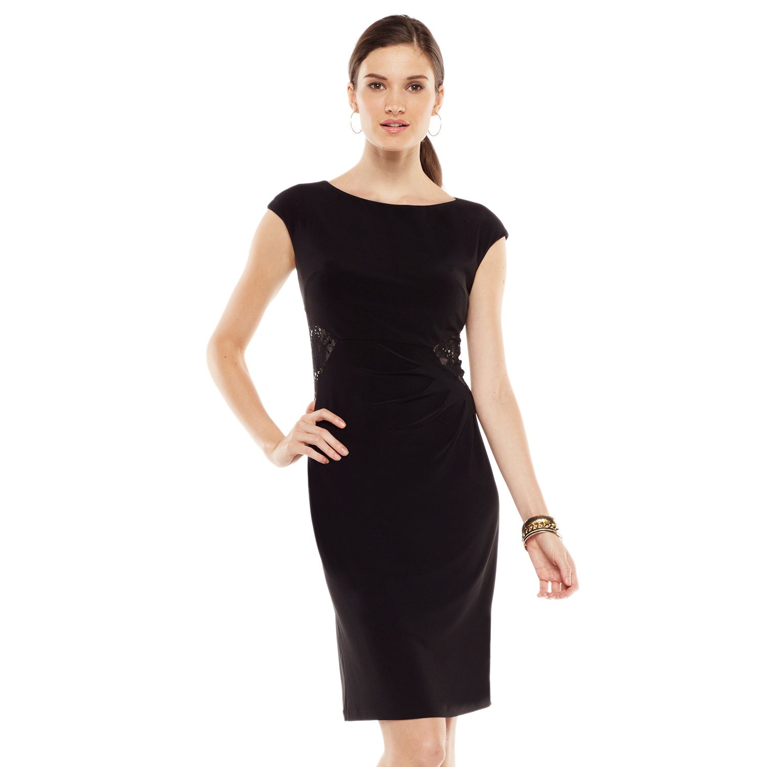 chaps lace sheath dress