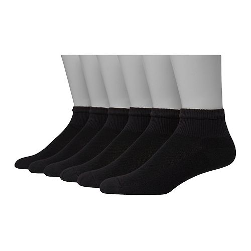 Hanes Mens Crew 6-Pack Socks X-Temp Comfort FreshIQ Moisture Wick White or Black