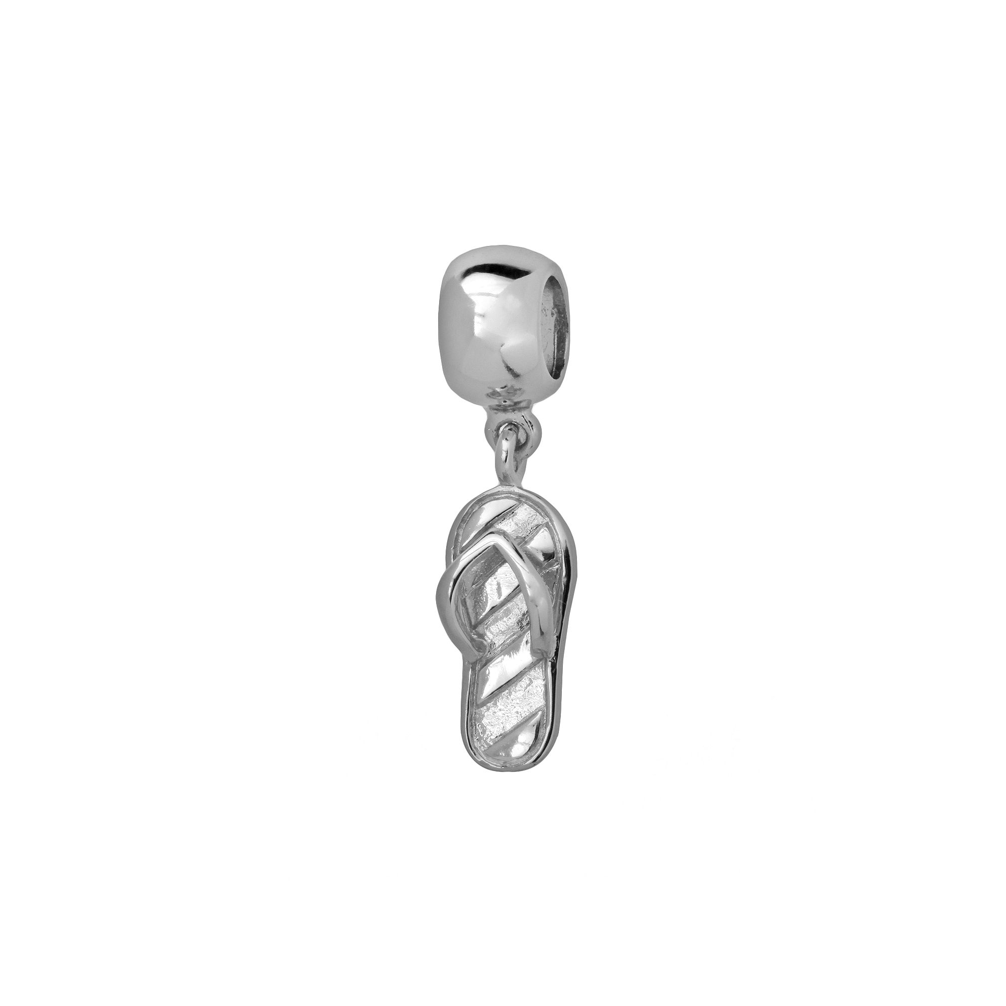Individuality Beads Sterling Silver Striped Flip-Flop Charm, Womens, Grey