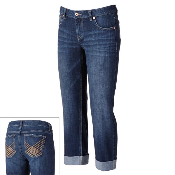 Apt. 9® Modern Fit Embellished Denim Cuffed Capris Women's