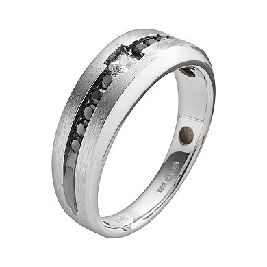 Sterling Silver 1/2-ct. T.W. Black and White Diamond Ring - Men