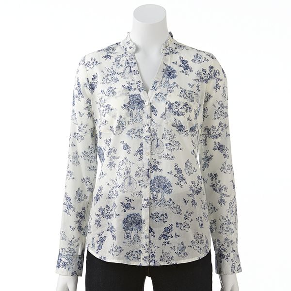 LC Lauren Conrad Floral Ruffle Shirt - Women's