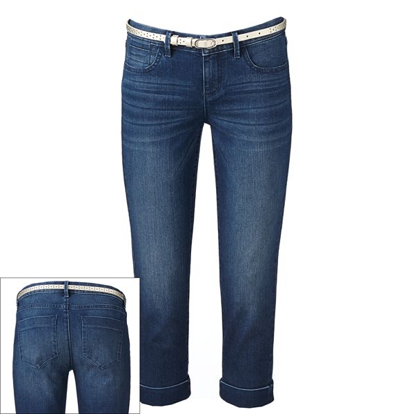 ELLE™ Cuffed Denim Capris Women's