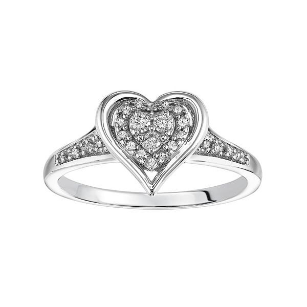 Love Always Diamond Heart Halo Engagement Ring in Sterling Silver (1/6 ct.  T.W.)