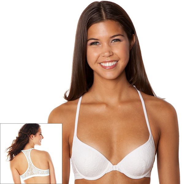 NWT Juniors' SO Brand Padded Push-Up Adjustable Racerback Bra WHITE 34A  MSRP $24