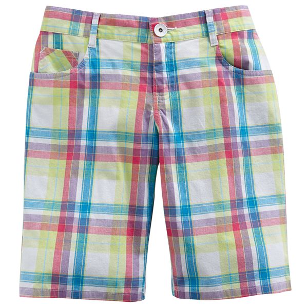 eigenaar moersleutel slank SO® Plaid Bermuda Shorts - Girls 7-16