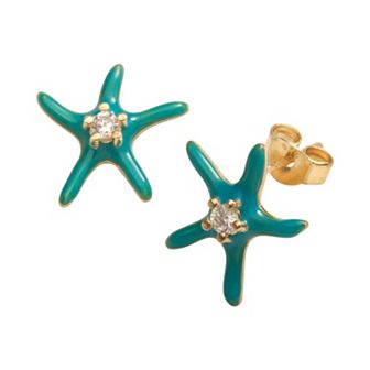 Sophie Miller 14k Gold Over Silver Cubic Zirconia Starfish Stud Earrings