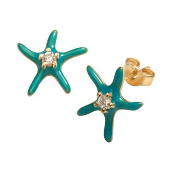 Sophie Miller 14k Gold Over Silver Cubic Zirconia Starfish Stud Earrings