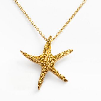 Sophie Miller 14k Gold Over Silver Cubic Zirconia Starfish Pendant