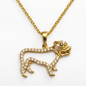Sophie Miller 14k Gold Over Silver Black & White Cubic Zirconia Dog Pendant