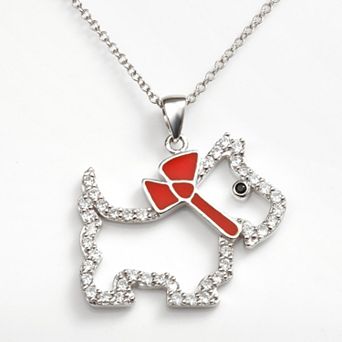 Sophie Miller Sterling Silver Black & White Cubic Zirconia Scottie Dog Pendant