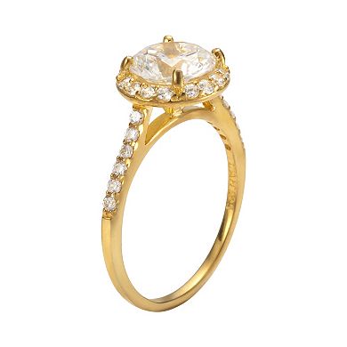 Sophie Miller 14k Gold Over Silver Cubic Zirconia Halo Ring