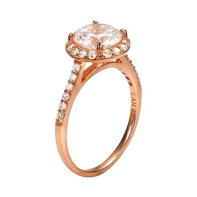 Sophie Miller 14k Rose Gold Over Silver Cubic Zirconia Halo Ring