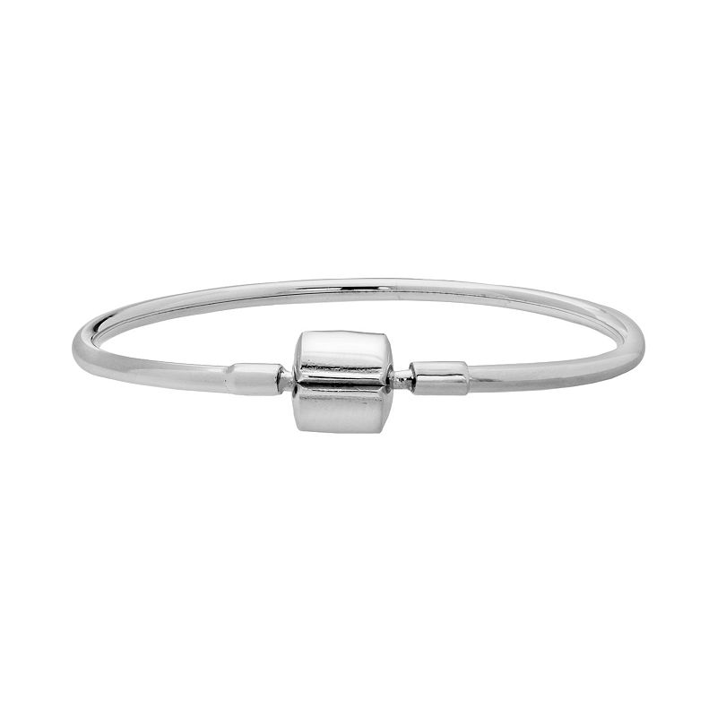 Individuality Beads Sterling Silver Bangle Bracelet, Womens, Grey