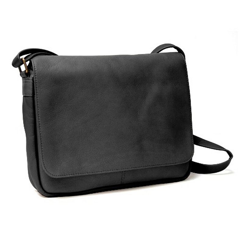 Royce Leather Vaquetta Flap Front Shoulder Bag, Black
