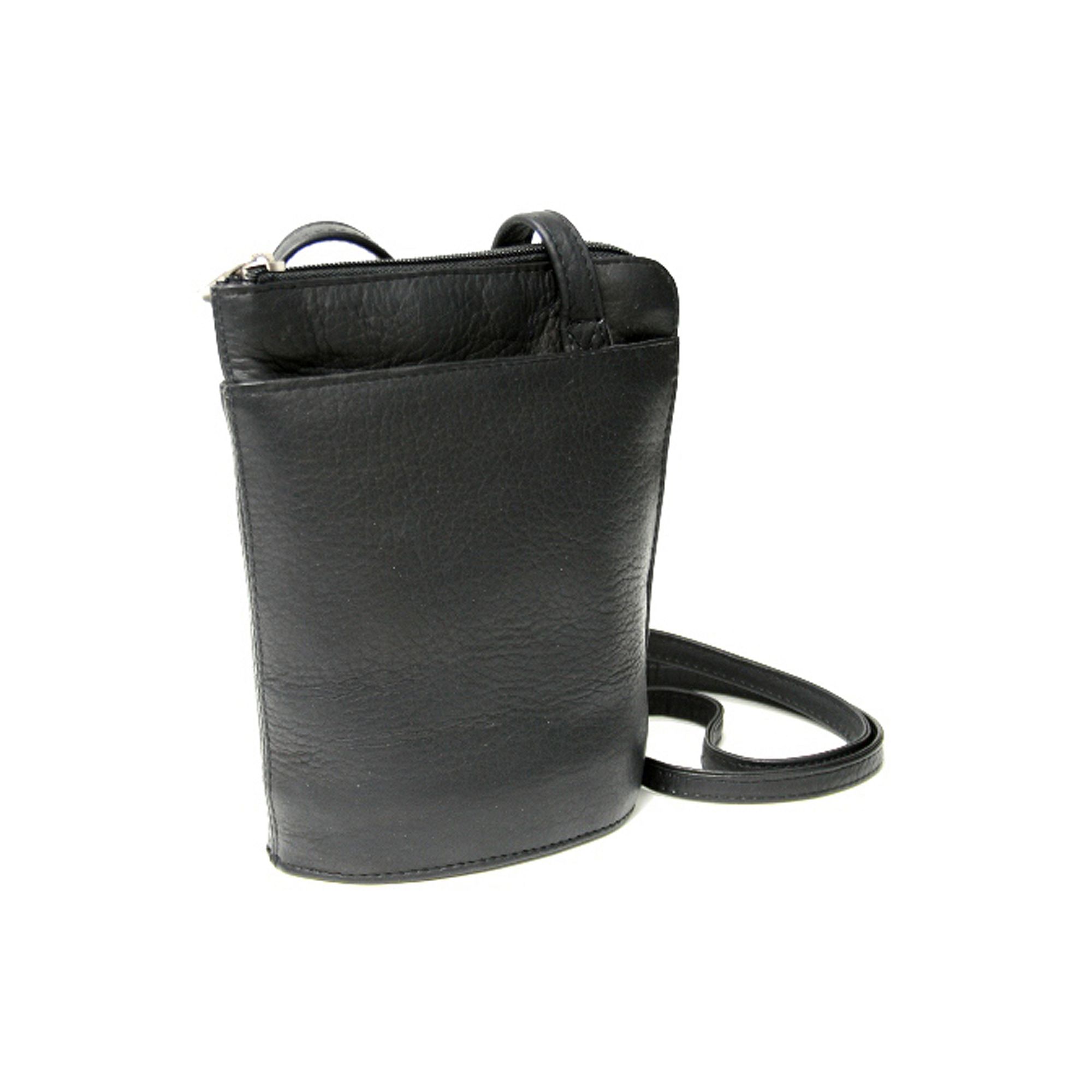 Royce Leather Vaquetta Petite L-Zip Crossbody Bag, Black