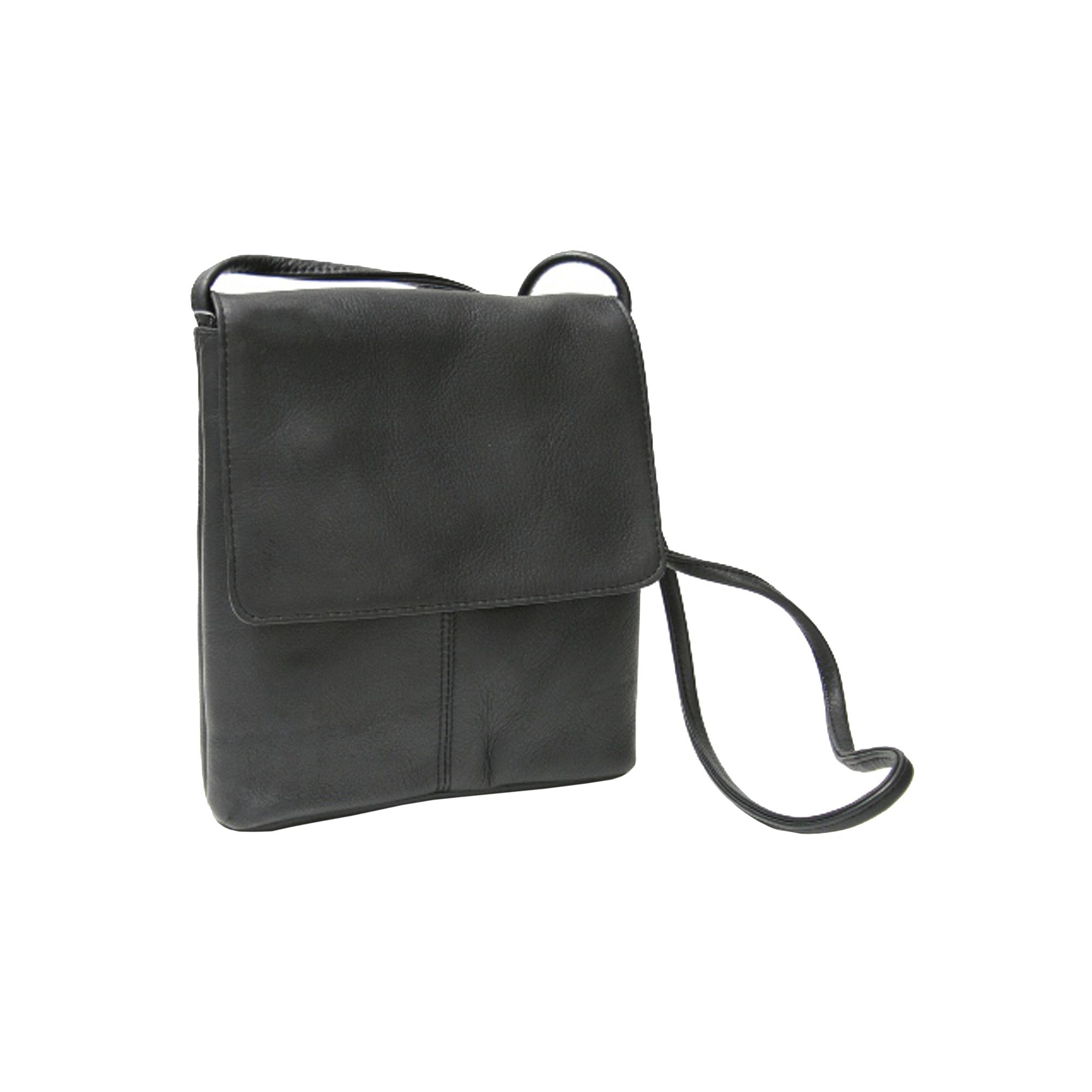 Royce Leather Vaquetta Small Flapover Crossbody Bag, Black
